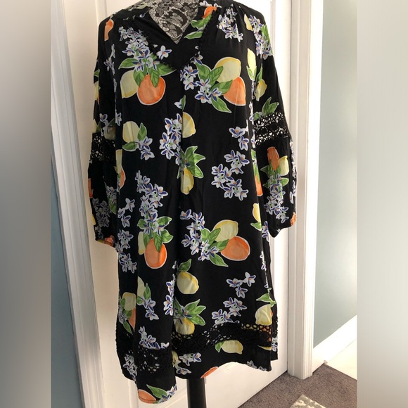 Crown & Ivy 3/4 Sleeve Summertime Dress, Small, Lemons Citrus Squeeze NWT - Picture 1 of 7